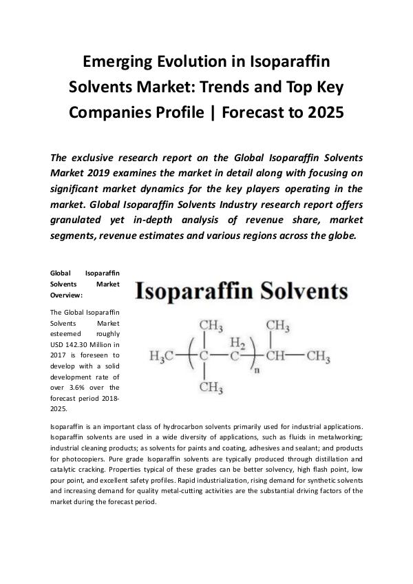 Market Research Reports Global Isoparaffin Solvents Market 2019