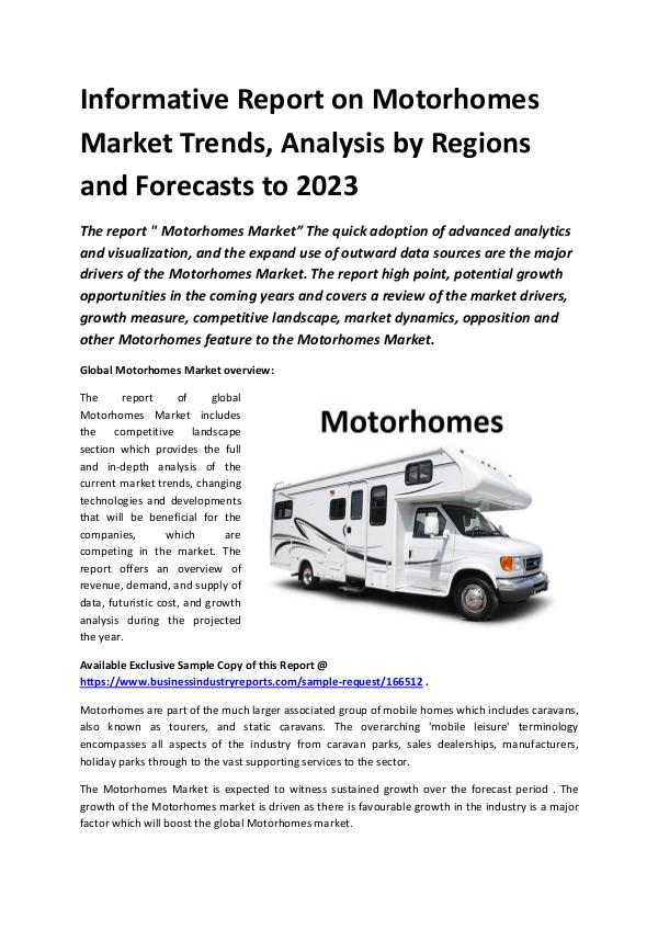 Market Research Reports Global Motorhomes Market Report 2019