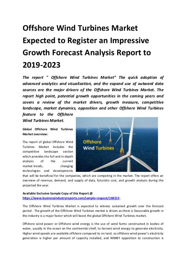 Market Research Reports Global Offshore Wind Turbines Market Report 2019