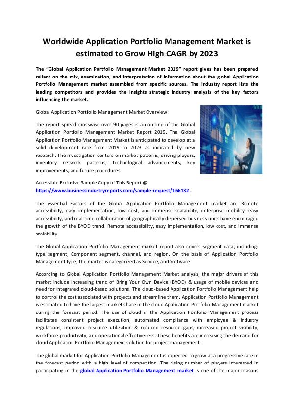 Market Research Reports Application Portfolio Management Market 2019-conve