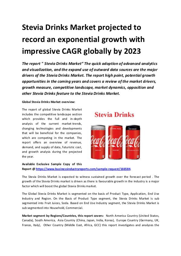 Global Stevia Drinks Market Report 2019