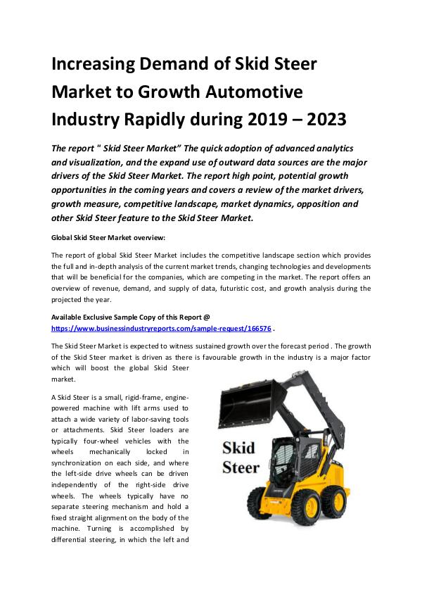 Market Research Reports Global Skid Steer Market Report 2019
