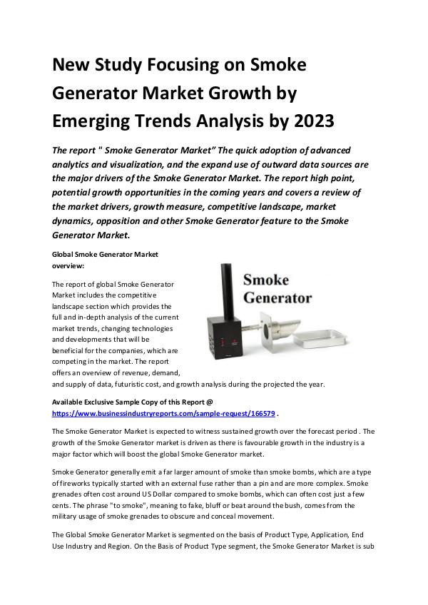 Market Research Reports Global Smoke Generator Market Report 2019