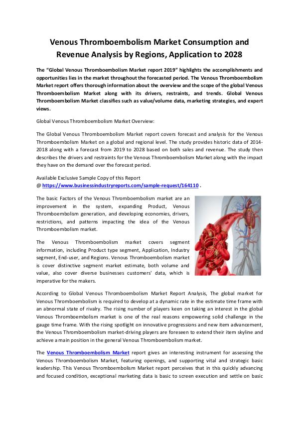 Market Research Reports Venous Thromboembolism Market 2019