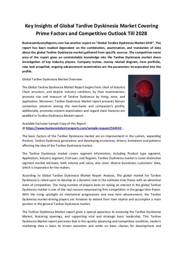 Market Research Reports Tardive Dyskinesia Market 2019
