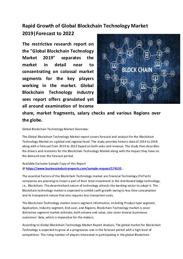 Market Research Reports Blockchain Technology Market 2019