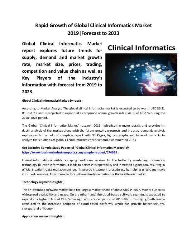 Market Research Reports Global Clinical Informatics Market