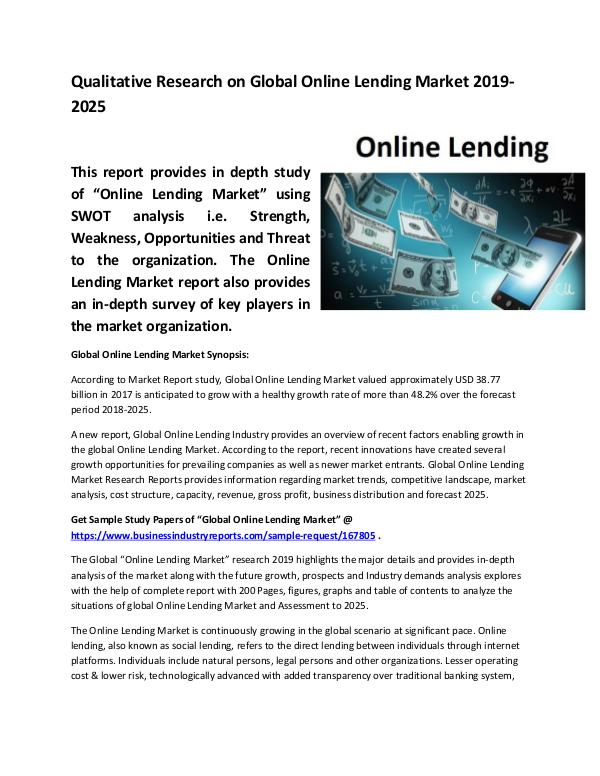 Market Research Reports Global Online Lending Market Size study