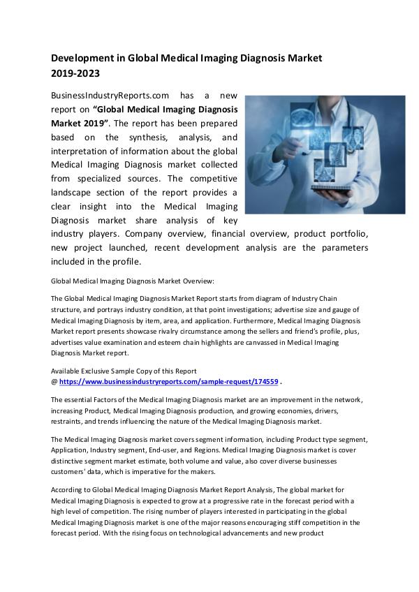 Market Research Reports Medical Imaging Diagnosis Market 2019