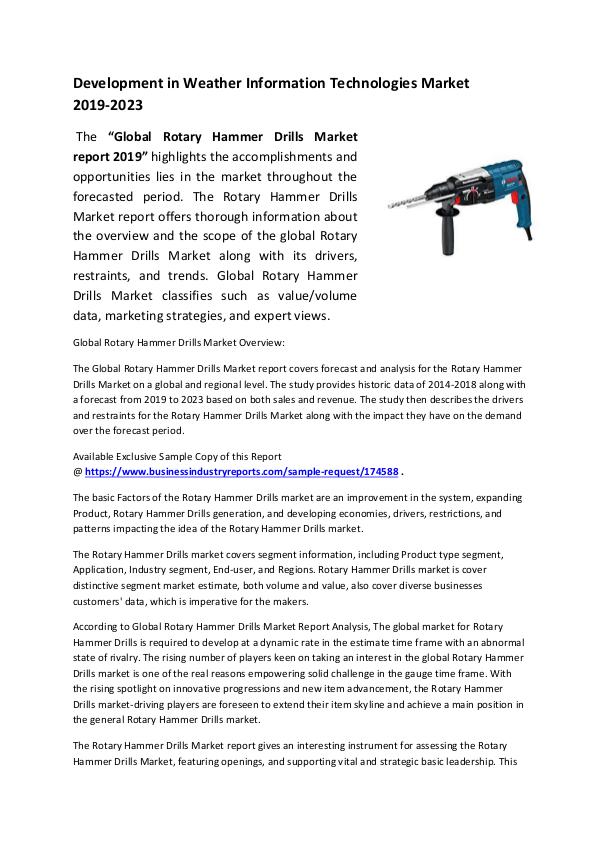 Market Research Reports Rotary Hammer Drills Market 2019