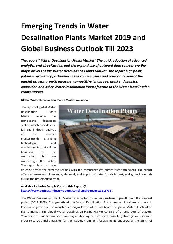 Market Research Reports Global Water Desalination Plants Market Report 201