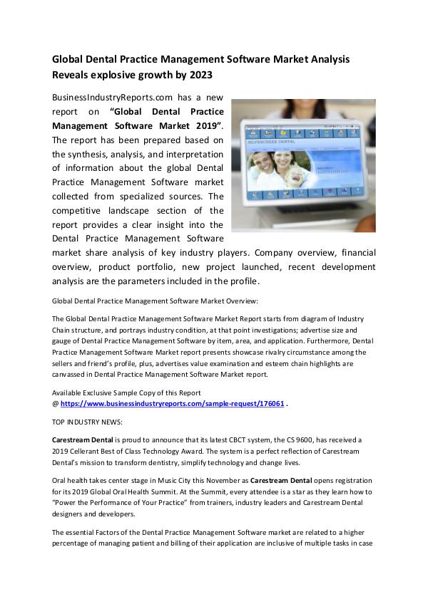 Market Research Reports Dental Practice Management Software Market 2019