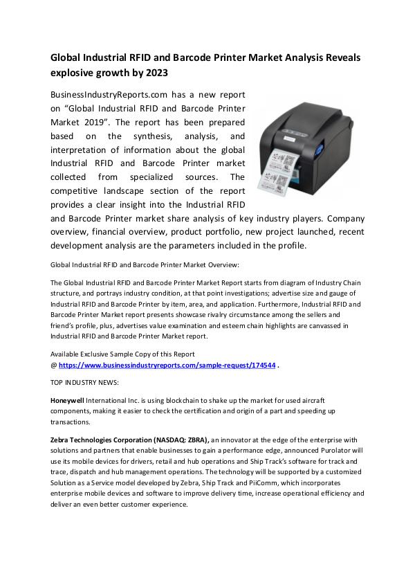 Market Research Reports Industrial RFID and Barcode Printer Market 2019