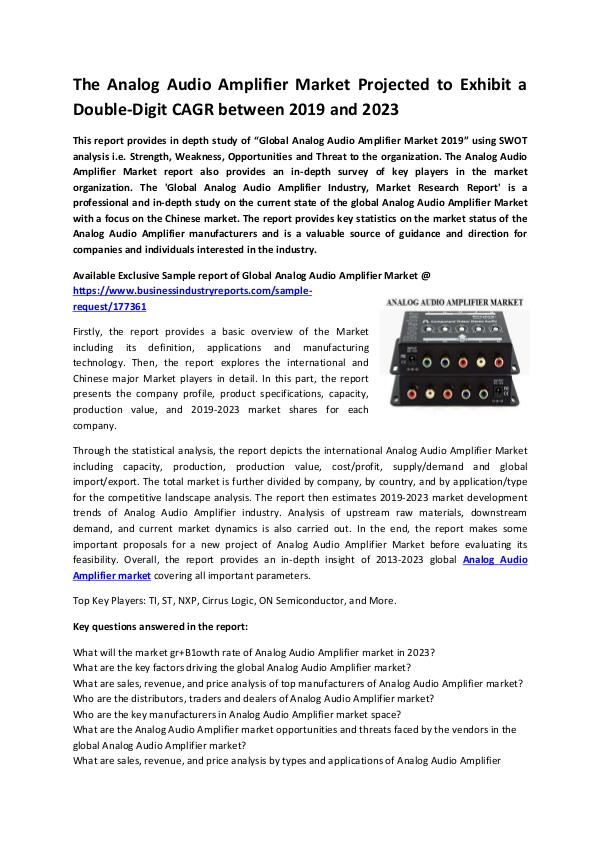 Analog Audio Amplifier Market 2019