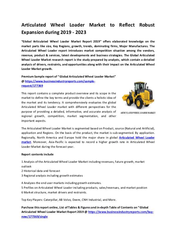 Market Research Reports Articulated Wheel Loader Market 2019