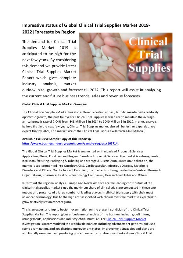 Global Clinical Trial Supplies Market Report 2019