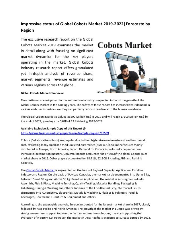 Market Research Reports Global Cobots Market Research Report 2019
