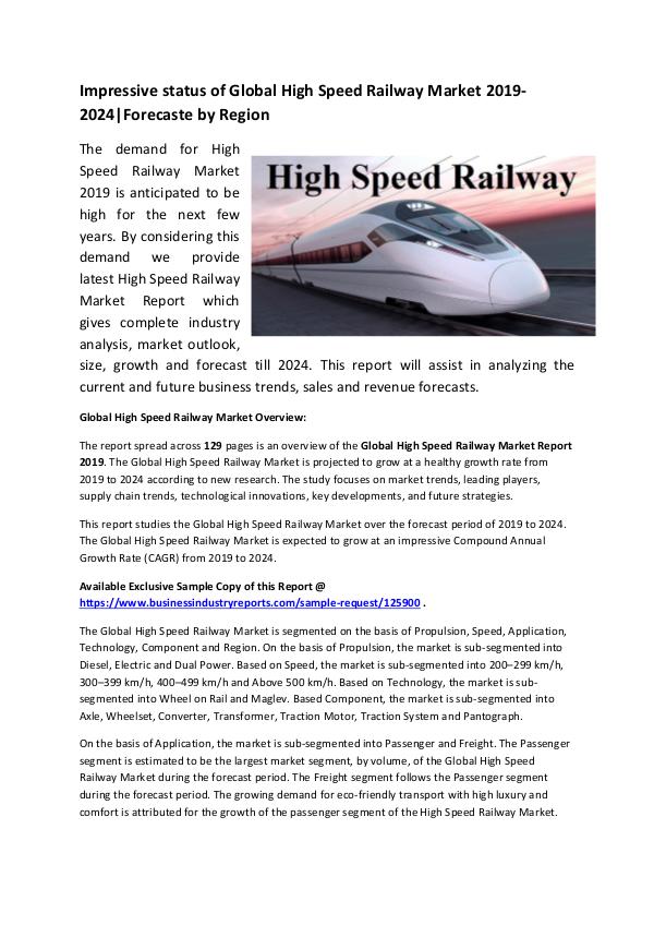 Global High Speed Railway Industry Market Research