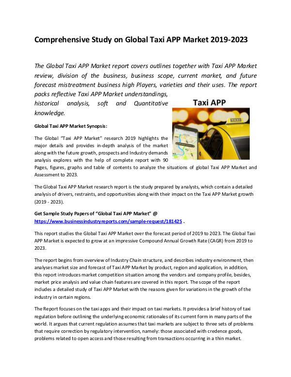 Global Taxi APP Market Report 2019