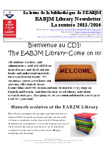 Library Newsletter Rentrée 2013