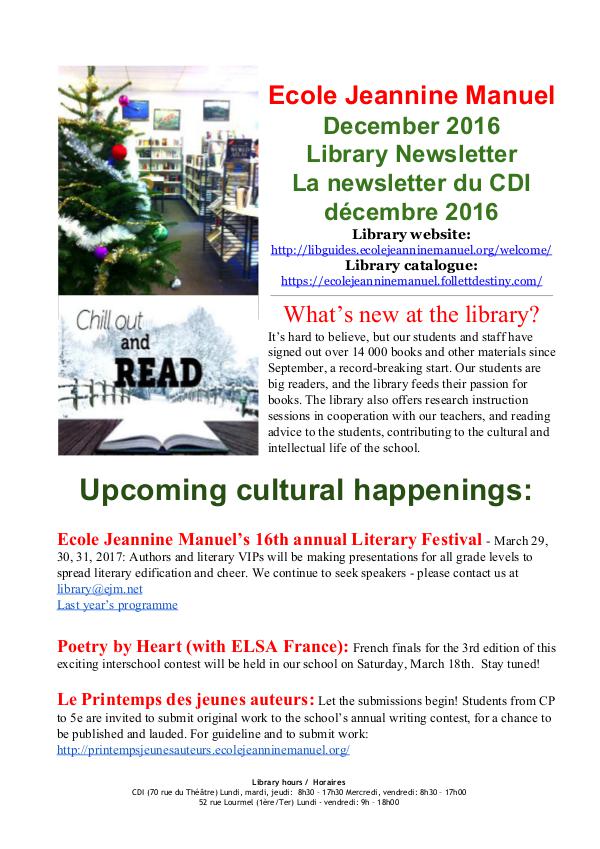 Library Newsletter December 2016