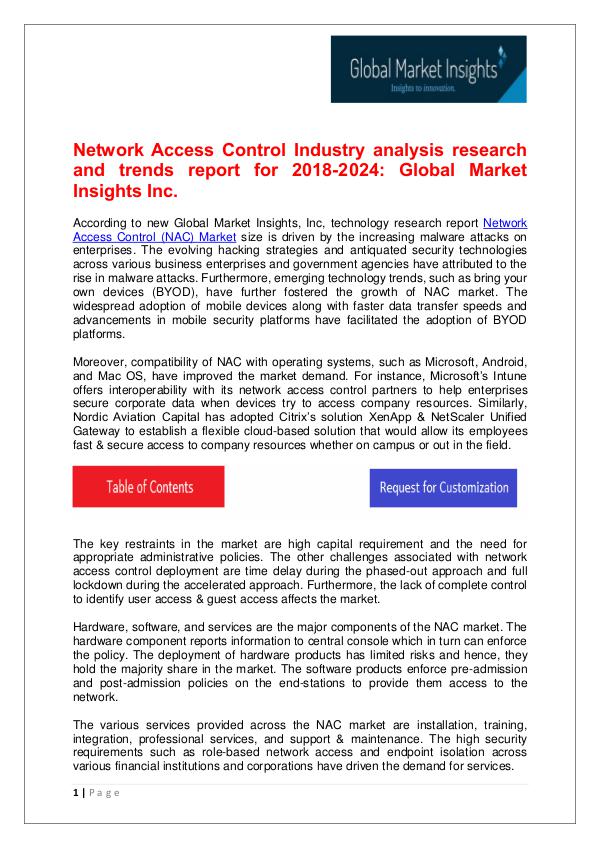 Network Access Control Market trends research for 2018-2024 Network Access Control (NAC) Market