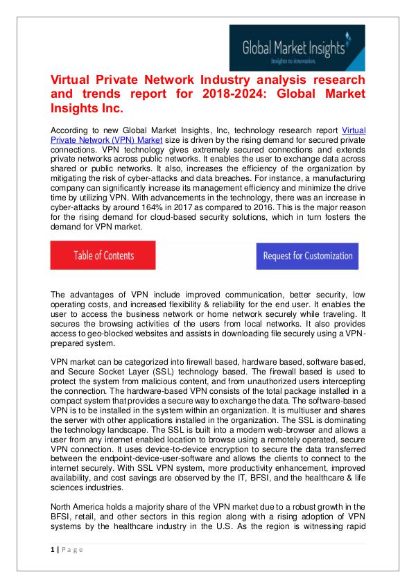 VPN Market share research by applications and regions for 2018-2024 Virtual Private Network (VPN) Market