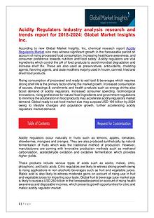 Acidity Regulators Market trends research by 2018-2024