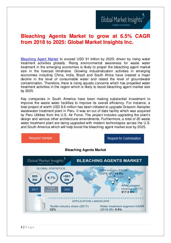 Bleaching Agents Market to hit $91bn by 2025 Bleaching Agents Market