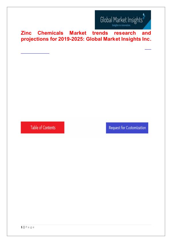 Zinc Chemicals Market trends research and projections for 2019-2025 Zinc Chemicals Market