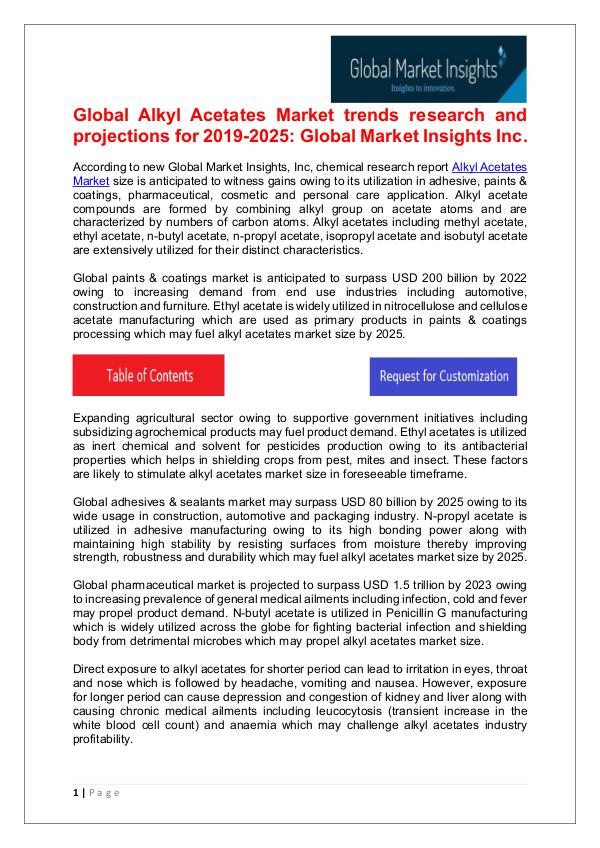 Alkyl Acetates Market - Share, Growth, Analysis, Forecast to 2025 Alkyl Acetates Market