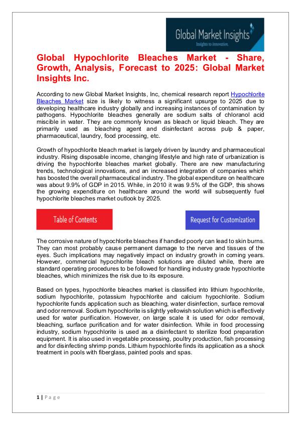 Hypochlorite Bleaches Market - Share, Growth, Analysis Hypochlorite Bleaches Market