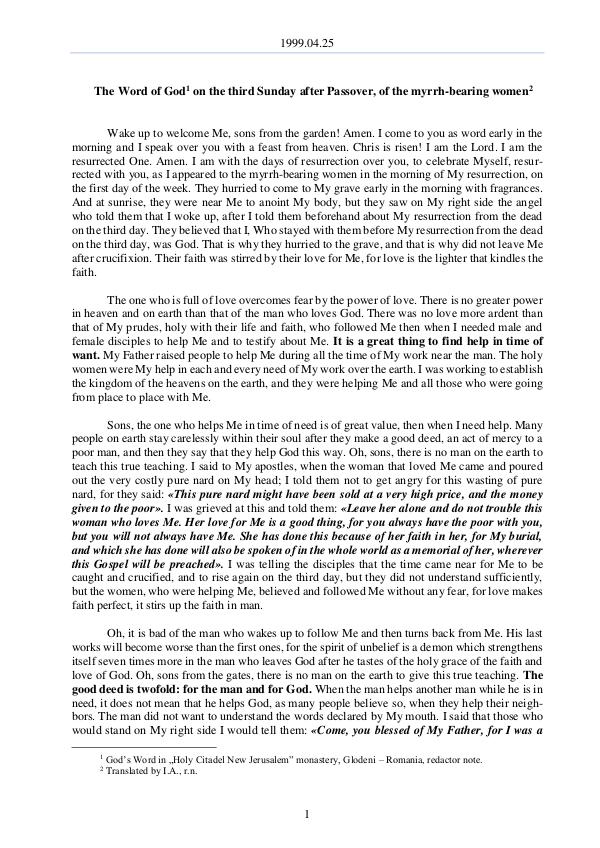 The Word of God in Romania 1999.04.25 - The Word of God on the third Sunday a