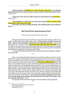 The Word of God about the Glory of the God