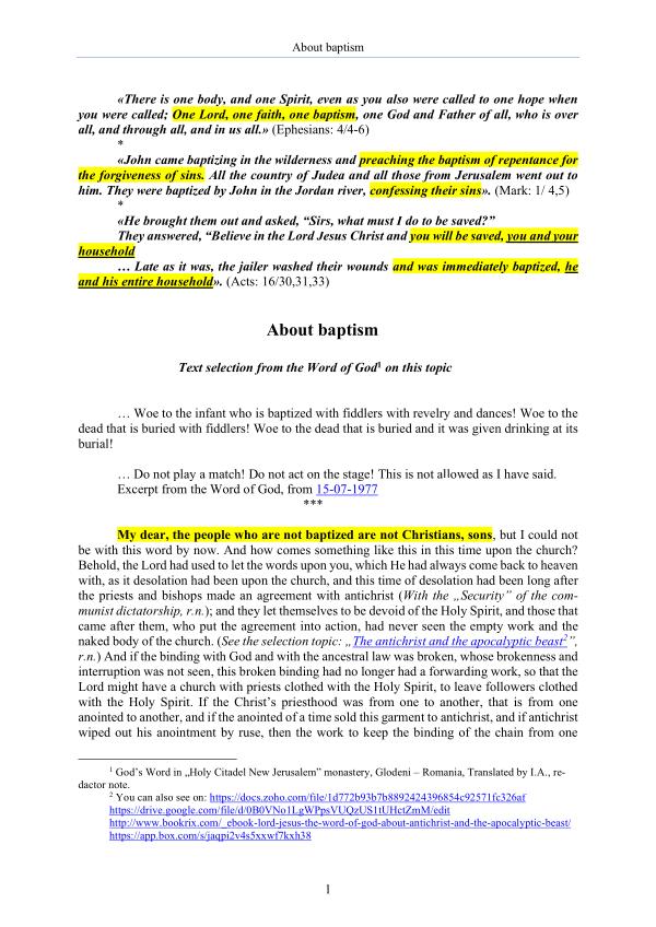 The Word of God about baptism The Word of God about baptism