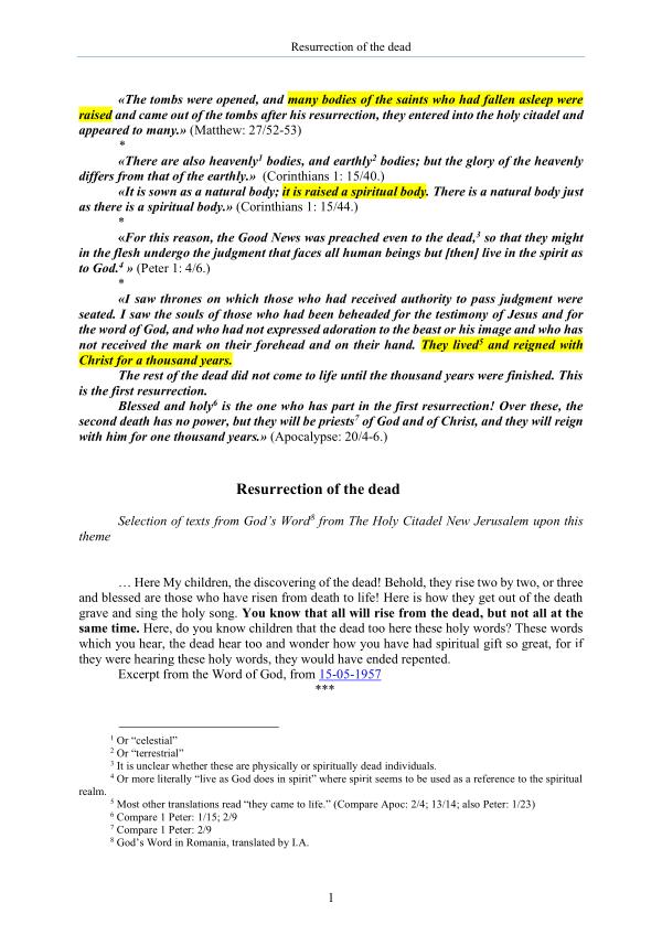 The Word of God about the resurrection of the dead