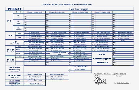 Jadwal Pelayanan GPIB Imanuel Cimahi (Oktober 2013)