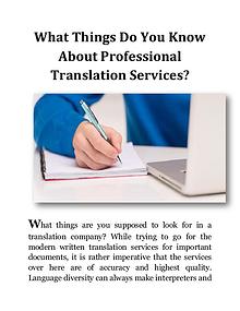 What Things Do You Know About Professional Translation Services?