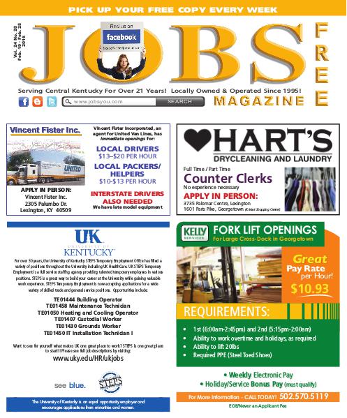 Jobs Magazine February 19 – 25, 2016