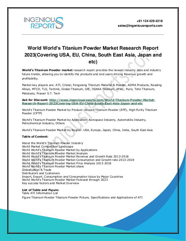 Global  Flexible substrates Market  Analysis Research Report World’s Titanium Powder