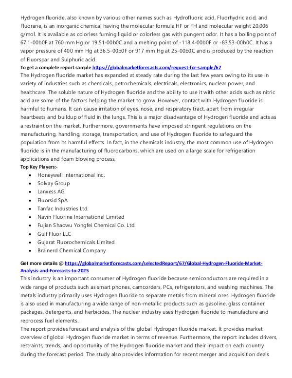 Freelancer Global Market Research Report International Hydrogen Fluoride Market Analysis