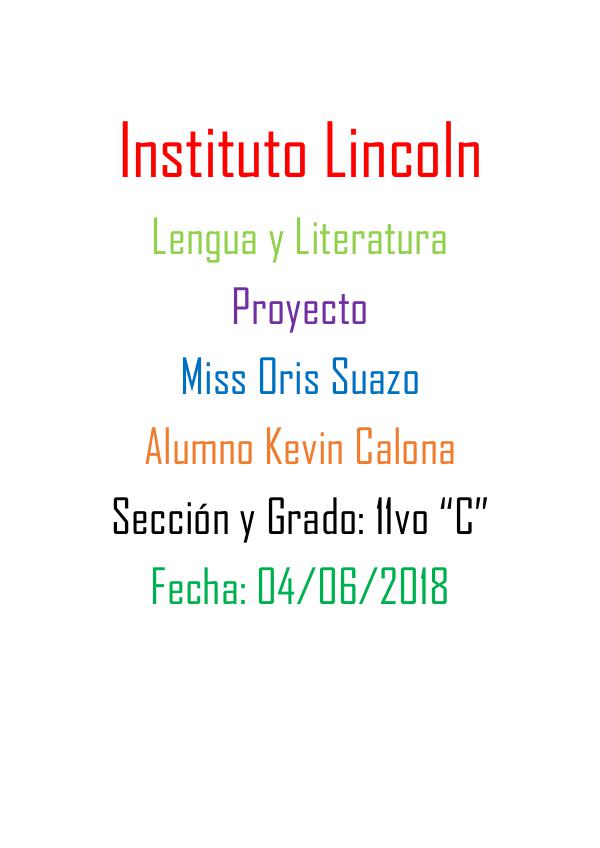 Proyecto de Literatura Proyecto Literatura 'Kevin Calona'