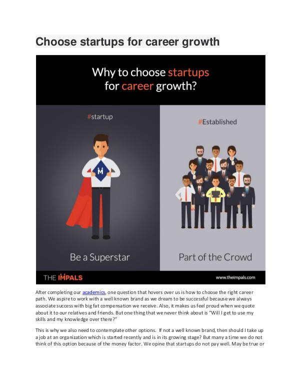 Choose startups for career growth