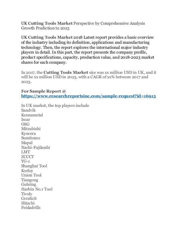 UK Cutting Tools Market Report