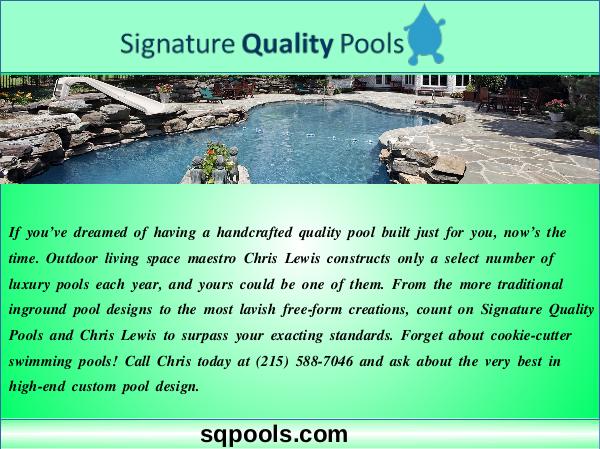 Custom Pools Pool design and construction