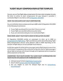 Flight Compensation Letter Template