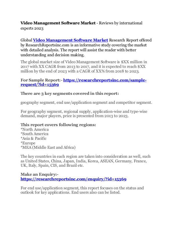Video Management Software Market Video Management Software Market