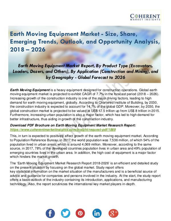 Earth Moving Equipment Market Applications, Types and Market Analysis Earth Moving Equipment Market Shares, Strategies a