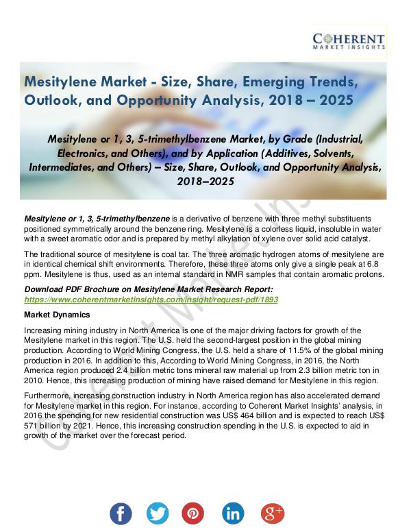 Mesitylene Market Analysis of Sales, Revenue, Share and Growth Rate Mesitylene or 1, 3, 5-trimethylbenzene Market