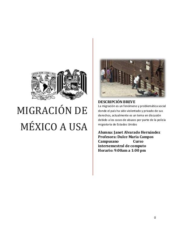 Migración de México a USA Proyecto final. Migracion Janet Alvarado